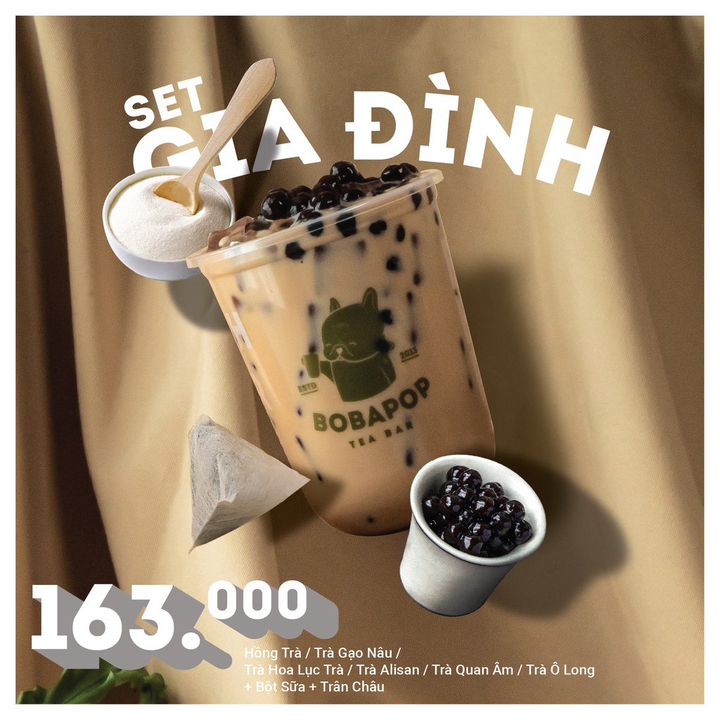 Set Nguyên Liệu Trà Sữa Bobapop - Nấu Trà Sữa Bobapop Cho Gia Đình (10 Ly)