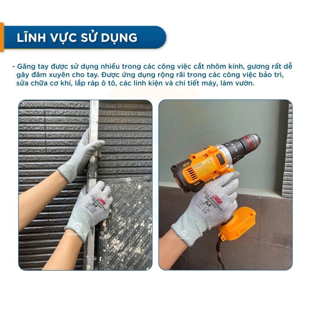 Găng tay chống cắt 3M 3 cấp độ sợi dệt kim, phủ PU bảo vệ tay trong môi trường tôn kính Bao tay chống cắt 3M - THINKSAFE