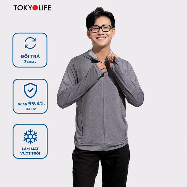 Áo chống nắng nam chống tia UV SunStop X cotton mỏng nhẹ mũ liền TOKYOLIFE F7UVJ086K