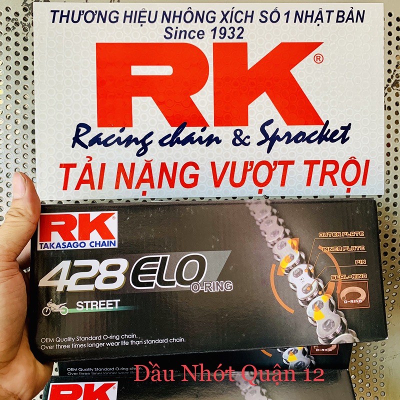 Sên RK 428 ELO O-Ring 132L - Sên Phốt Cao Su 132 Mắt Chính Hãng RK Takasago Thương Hiệu Nhật Bản