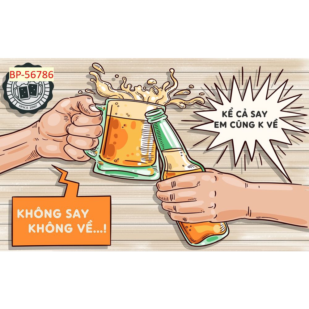 Tranh vải lụa 3D Club Bia Hơi,Bia Hà Nội, bar, quán ăn miễn Phí chèn tên riêng Quán, chèn chữ và logo theo yêu cầu