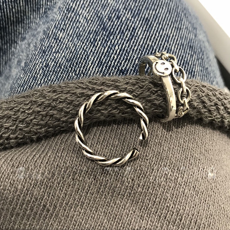 ✨✨Set 2 Nhẫn Kim Loại Họa Tiết Mặt Cười Dễ Thương Cho Nữ