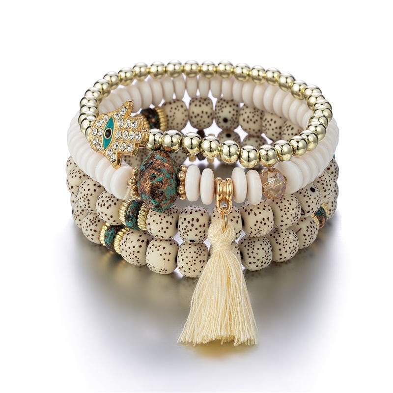 Set vòng tay chuỗi hạt phong cách boho vintage cổ điển