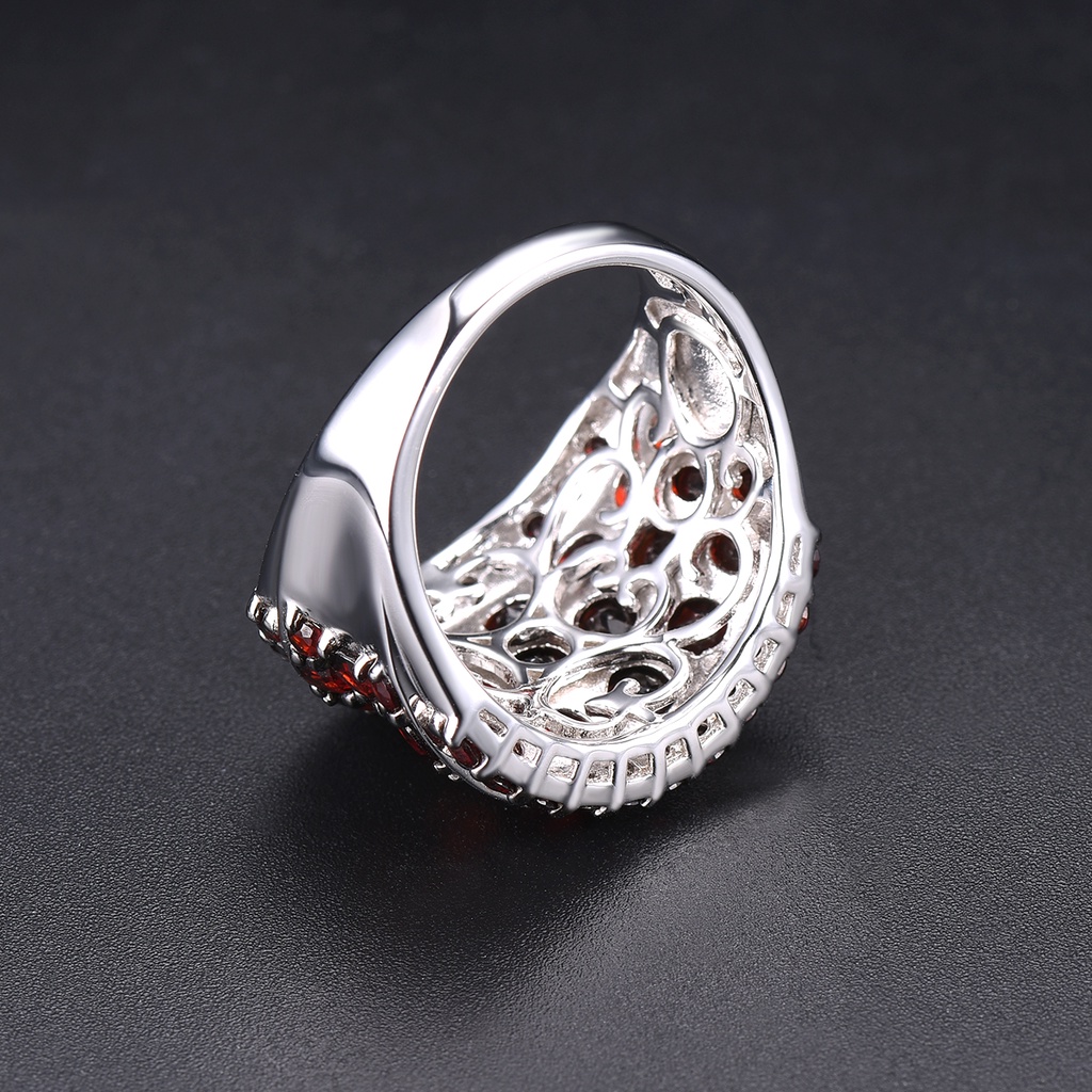 Nhẫn Bạc 925 5.4Carats Cincin Đính Đá Quý Tự Nhiên Màu Đỏ Trang Sức Làm Quà Tặng Cho Bạn Nữ