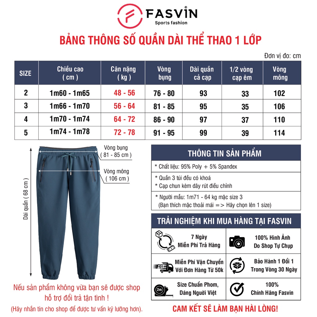 Quần gió nam Fasvin DC20424.1.HN gấu bo vải gió thể thao cao cấp phom dáng đẹp hàng nhà máy.