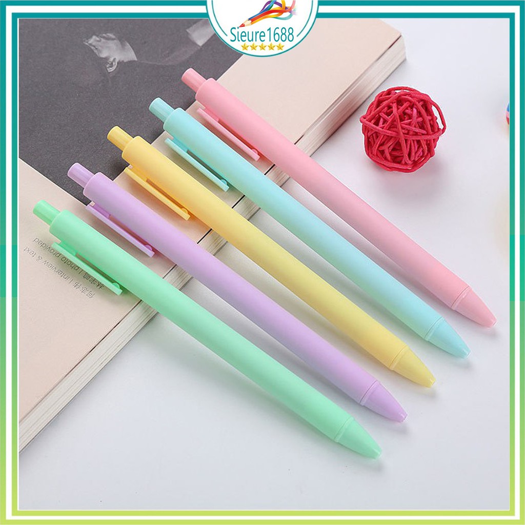 Combo bút bi bấm và ngòi nhiều màu macaron dễ thương 0.5mm MỰC ĐEN