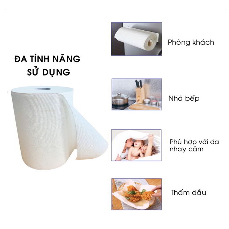 Giấy lau đa năng khăn giấy lau bếp siêu dai thấm hút nước dầu mỡ -Shop Tiện Ích