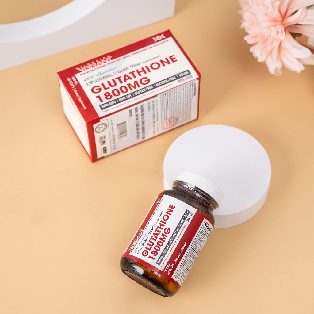 Trắng da Glutathione 1800mg Mỹ, Làm đẹp nâng tông Chống Oxy hoá Tàn nhang, 60 Viên