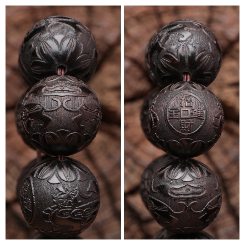 Ebony Vòng Tay Nam Phong Cách Khắc May Mắn Pixiu Giàu Có Vòng Tay May Mắn Vòng Tay Vòng Tay Mân Côi Hạt Wenwan