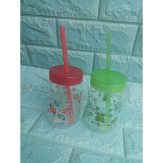 Ly Nước Thủy Tinh In Hình Thú Kèm Ống Hút Herevin 370ml