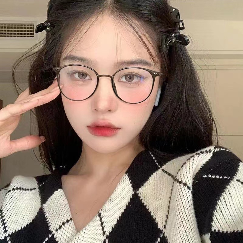 Mắt Kính Gọng Tròn Siêu Nhẹ Chống Ánh Sáng Xanh Thời Trang Retro