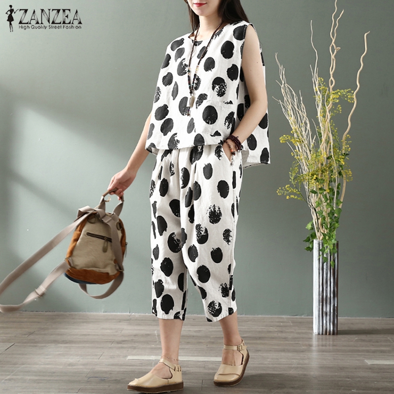 Áo ZANZEA Không Tay Họa Tiết Chấm Bi Cỡ Lớn Giản Dị Dành Cho Nữ | BigBuy360 - bigbuy360.vn