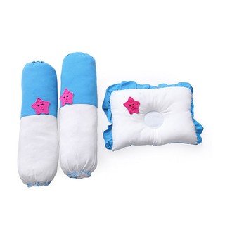 Gối xốp lót đầu và 2 gối ôm cho trẻ sơ sinh