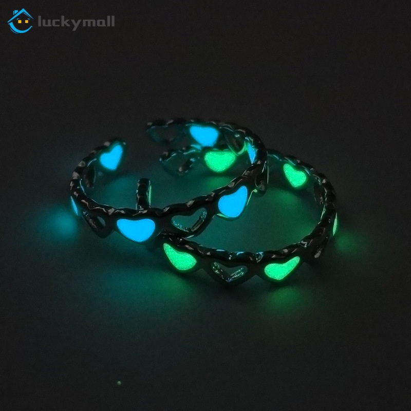 Nhẫn phát sáng hình trái tim đơn giản phong cách thời trang retro dành cho nữ