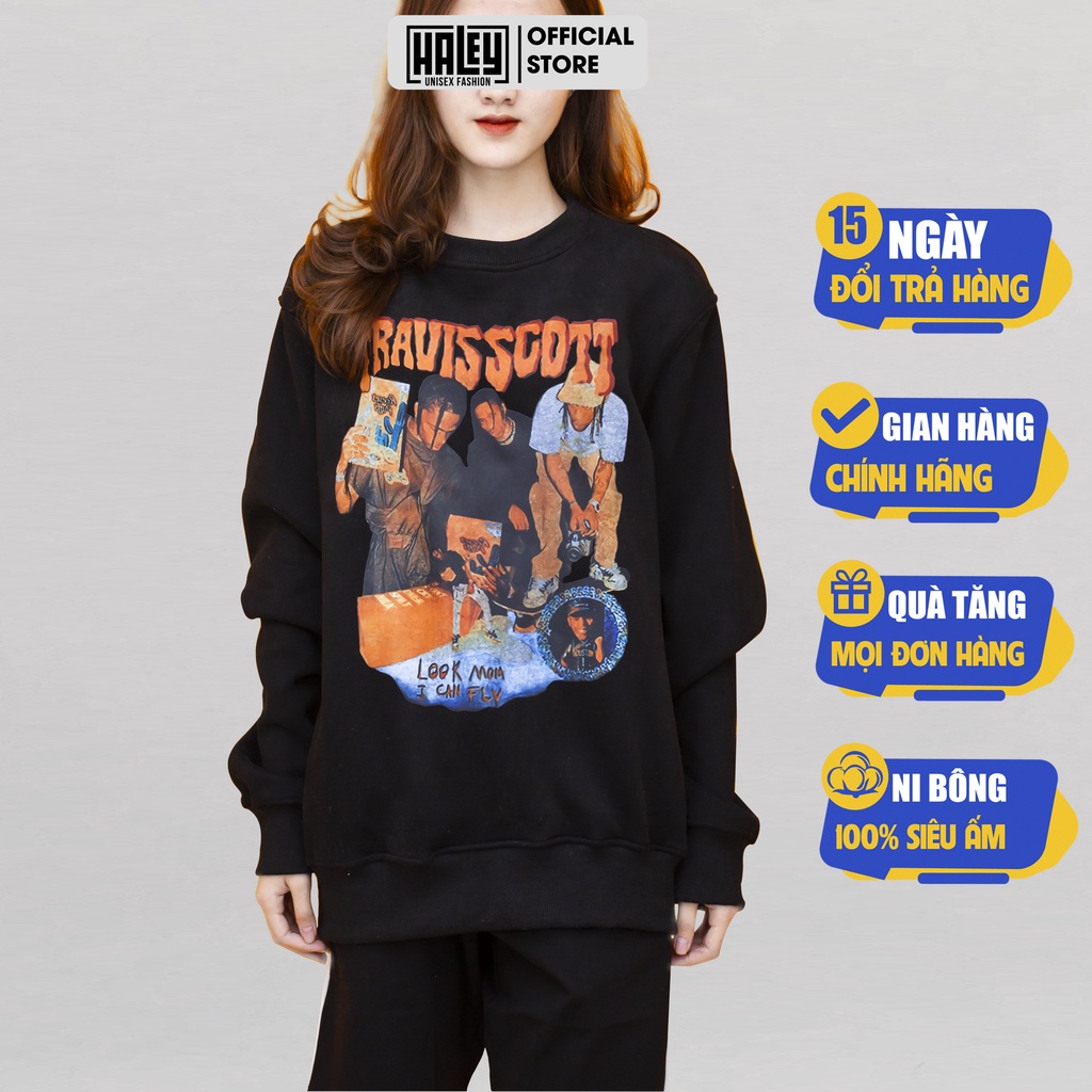 Áo Sweater Nam Nữ unisex HALEY phong cách Hàn Quốc cá tính, Chất nỉ bông đẹp mã HD361