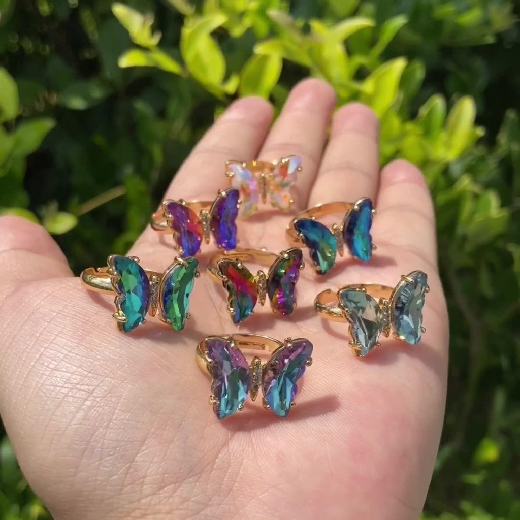 Nhẫn Hở Hình Hoa Hồng Màu Gradient Thời Trang|Nhẫn Bướm