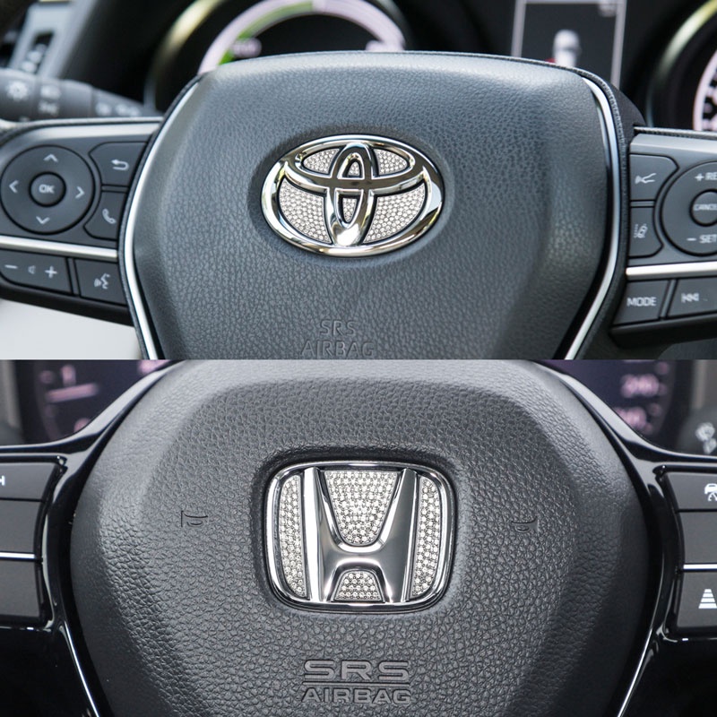 Logo Đính Đá Lấp Lánh Trang Trí Vô Lăng Xe Hơi Hyundai Honda Toyota Ford Kia