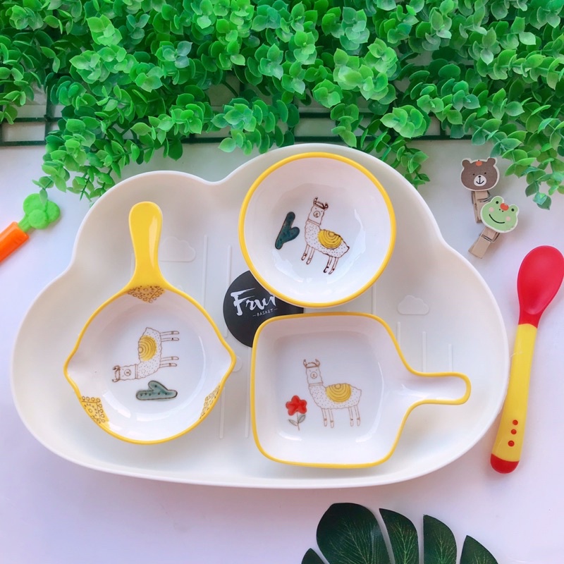 Bát sứ hình hoa ăn dặm hoạ tiết mini cho bé