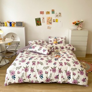 [HBộ chăn ga gối cotton poly mẫu hoa tím-Luis Bedding shop