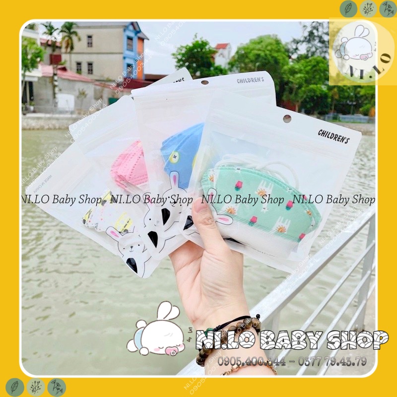 Túi 10 khẩu trang giấy 3D Cnh họa tiết đáng yêu cho bé 0-4 tuổi bảo vệ đường hô hấp của bé