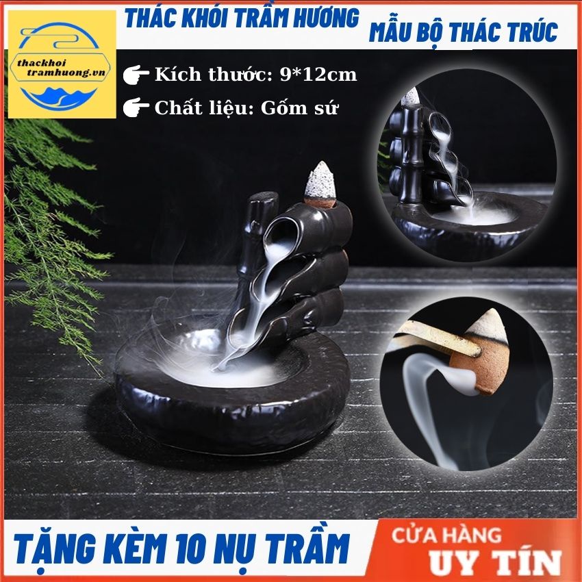 Thác khói trầm hương BỘ THÁC TRÚC tặng 10 nụ trầm thơm,thác khói chảy ngược dùng đốt hoặc xông nụ trầm hương