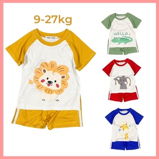 [Minky mom] Bộ Thun Lạnh Cộc Tay Cho Bé Trai Bé Gái 8-27kg -TN-IN80 In Động Vật Dễ Thương Chất Vải Thoáng Mát
