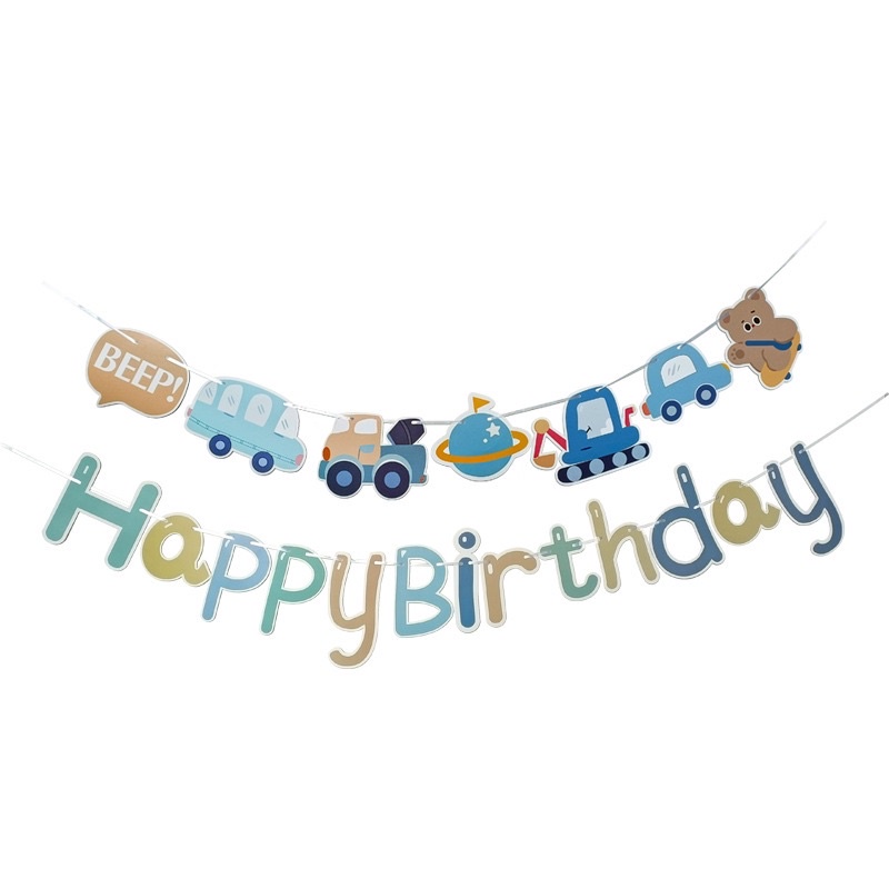 Dây chữ Happy Birthday Kèm sticker và bóng trang trí sinh nhật