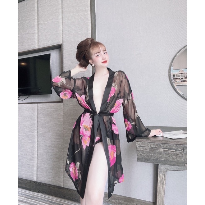 Áo Choàng chiffon phối satin kèm quần mã 03 from dưới 68kg