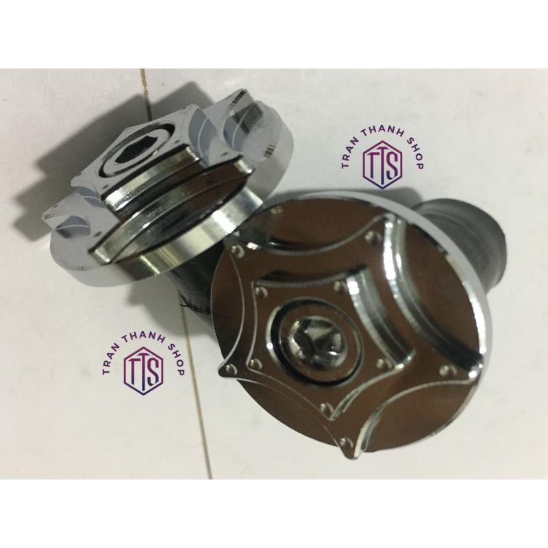 Gù tay lái xe máy INOX CNC - TTS1 (Trắng ánh kim )