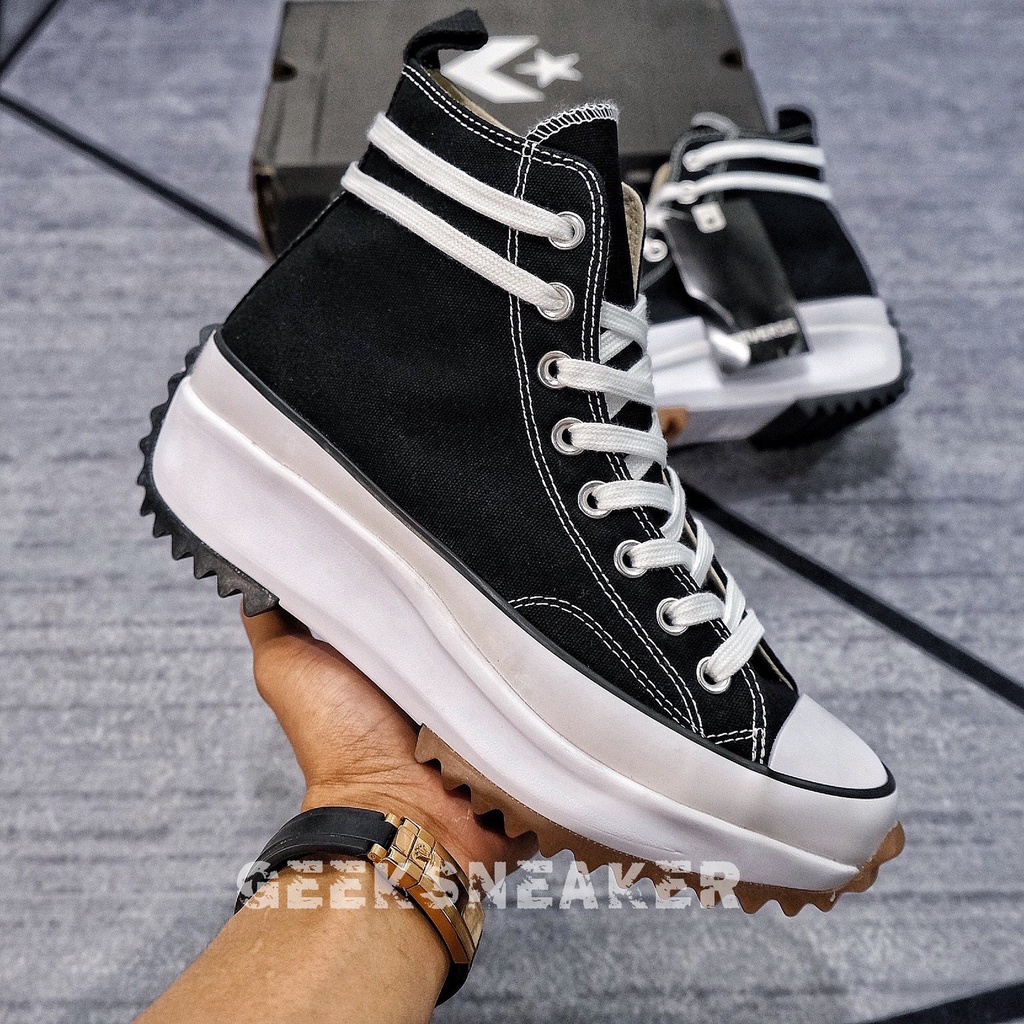 [Geeksneaker] Giày thể thao Cổ Cao | Sneaker  Converse Run Star Hike High Top Black | Cvs x Jw Anderson Màu ĐEN