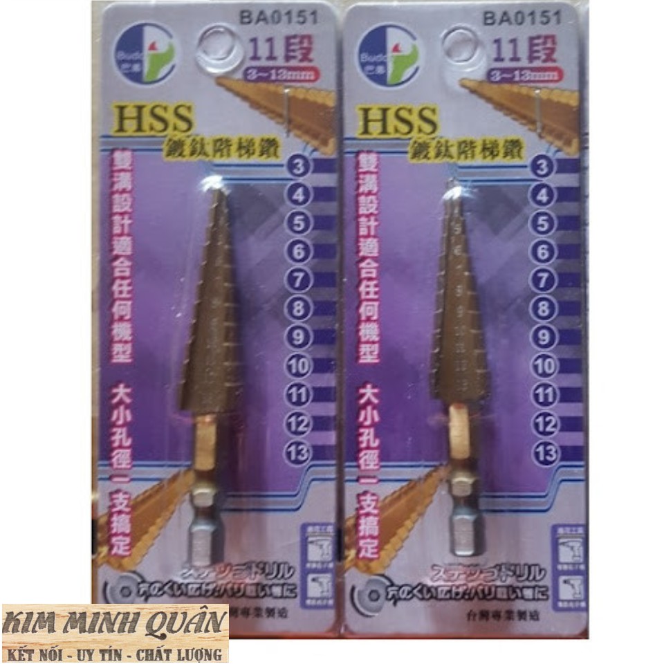 Mũi Khoan Tháp Thẳng Cao Cấp (3-13mm BA0151),(6-25mm BA0152),(6-35mm BA0153) BUDDY