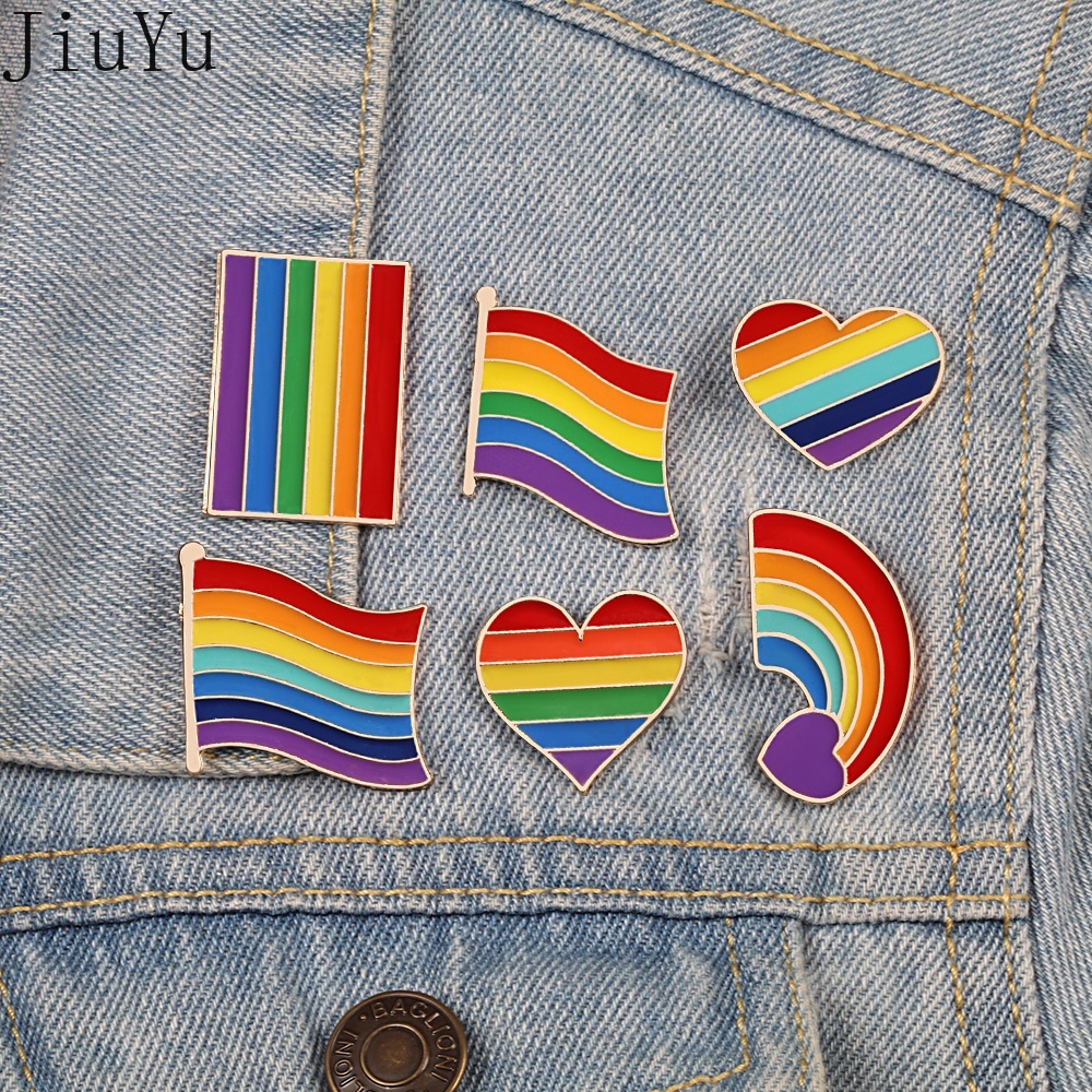 Ghim Cài Áo Tráng Men Hình Trái Tim/Cầu Vồng/Đám Mây/Trái Tim Nghệ Thuật Làm Quà Tặng Cho Túi Xách