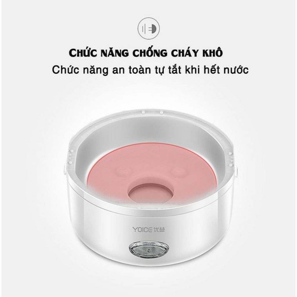 (Chính hãng YOICE) Hộp cơm cắm điện YOICE KR 312- Khay inox 304, 3 tầng nhỏ gọn, Hâm nóng và giữ nhiệt- KARA 312 | BigBuy360 - bigbuy360.vn