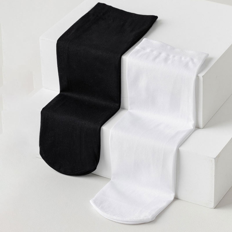 AOFEIQIKE  Vớ Dài Ngang Bắp Chân Mỏng Nhẹ Màu Trắng Đen Phong Cách Nhật Bản Cho Nữ