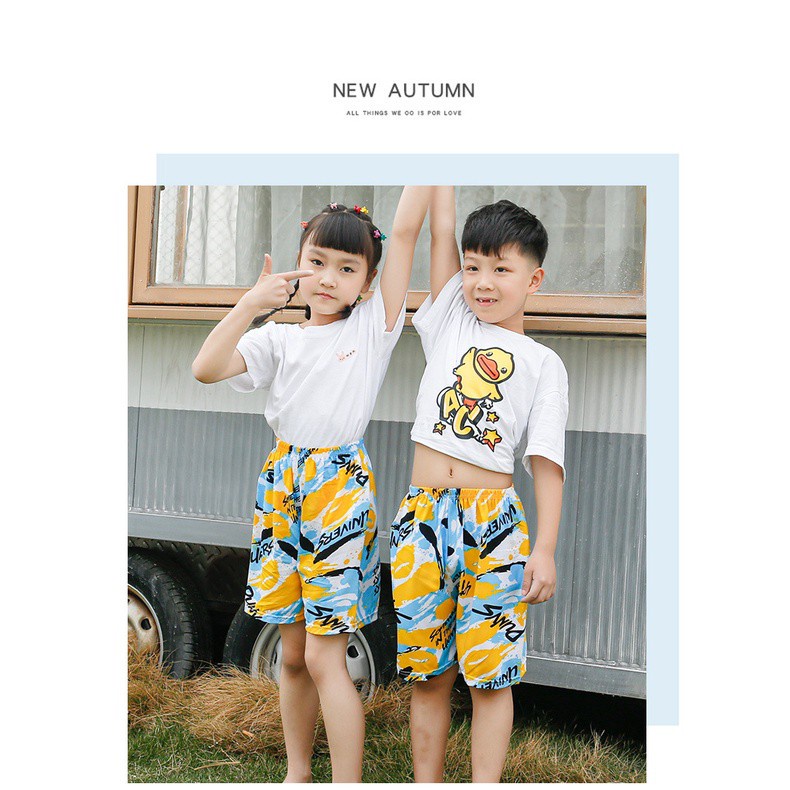 Quần Short Cotton Lụa Mỏng Ống Rộng In Hoa Thời Trang Đi Biển Cho Bé Kích Thước 90-170