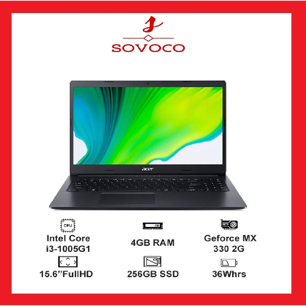 Laptop Acer Aspire A315-57G-31YD (NX.HZRSV.008) (i3 1005G1/4GB RAM/256GB SSD/MX330 2G/15.6 inch FHD/Win 10/Đen)