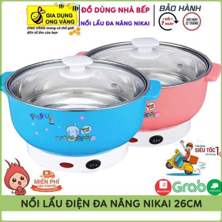 🔐Bảo Hành 1 Năm🔐 Nồi Lẩu Điện Mini Đa Năng Nika 24cm 1000W Inox 304, Tiện Dụng Cho 2-3 Người Dùng, Siêu Tiện Dụng