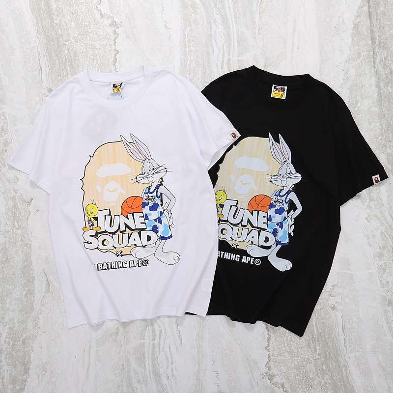 Áo Thun Tay Ngắn Dáng Rộng Chất Liệu cotton In Họa Tiết Bape Thời Trang Cho Nam Và Nữ