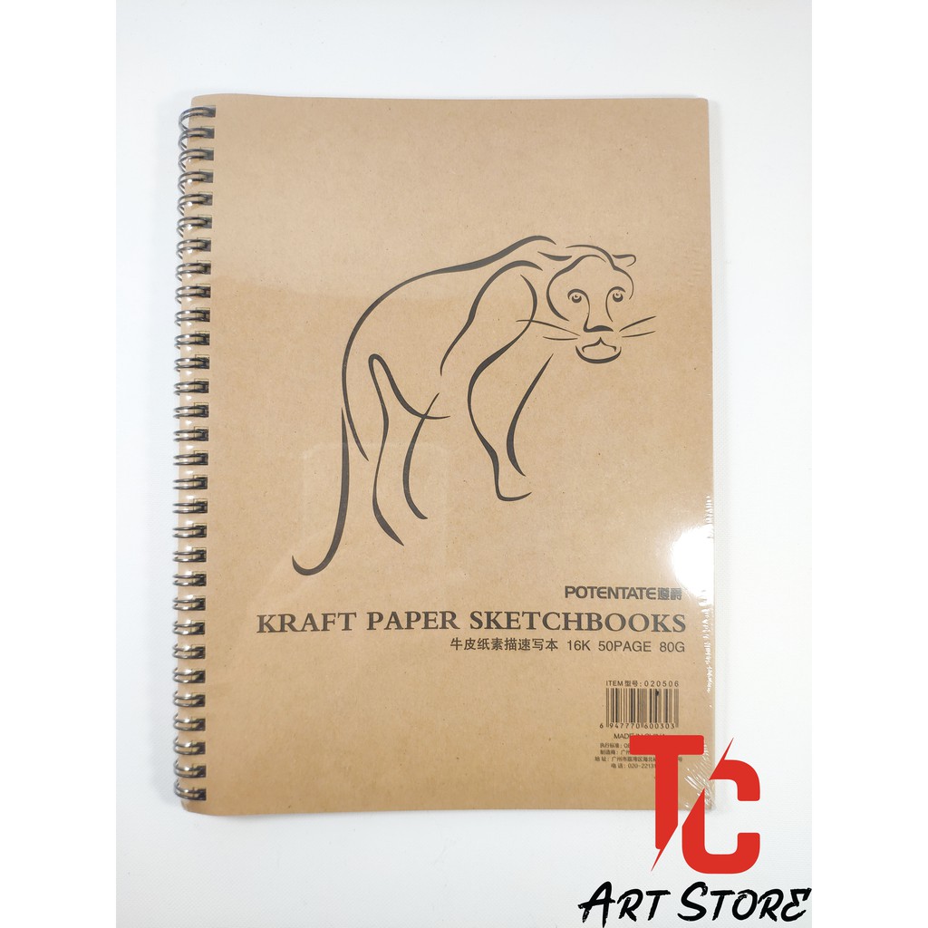 Sketchbook A4, Sổ xi măng, Sổ Kfraft nâu Vàng - Sổ vẽ giấy CRAFT