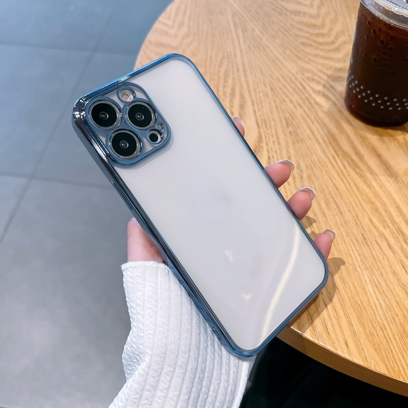 Ốp Điện Thoại Silicon Mềm Trong Suốt Chống Sốc Mạ Viền Sang Trọng Cho iPhone 14 13 12 Mini 11 Pro Max X Xs XR 7 8 Plus SE3