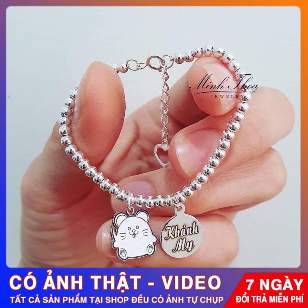 Lắc tay bi bạc khắc tên trẻ em, vòng tay bạc bé trai bé gái an toàn bền đẹp Tuấn Thoan JEWELRY