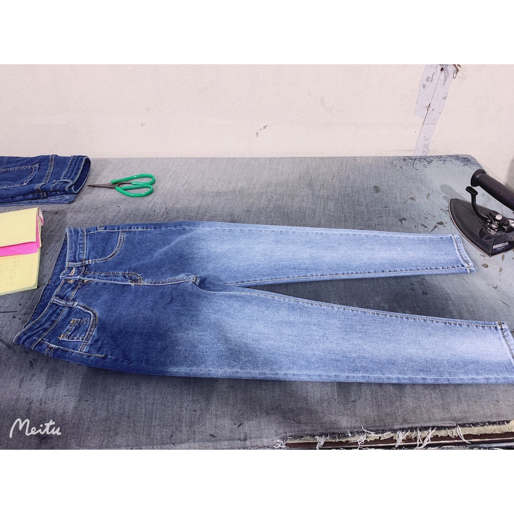 Sale! Quần jean nữ lưng cao co giãn, quần bò cạp cao bigsize skinny jeans dáng ôm trơn J21 | BigBuy360 - bigbuy360.vn