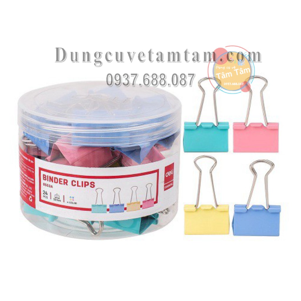 [ TÂM TÂM ]-Kẹp bướm màu 15mm/19mm/25mm/32mm/41mm/51mm, Kẹp bướm màu Deli