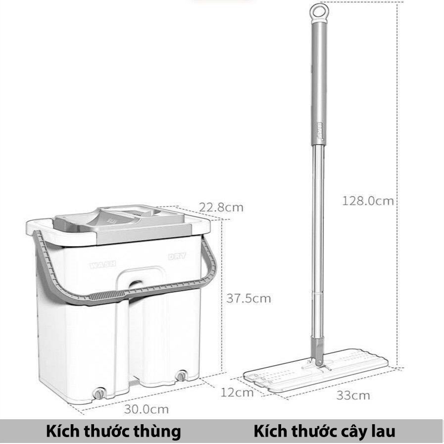 •	Bộ thùng lau nhà thông minh(Size lớn) tặng kèm 2 miếng lau