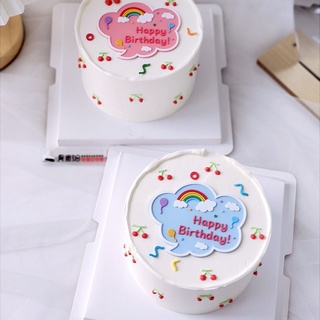 Phụ Kiện Trang Trí Bánh Kem Hình Đám Mây Và Chữ Happy Birthday Dễ Thương
