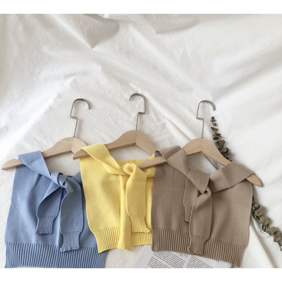 Khăn quàng cổ giả áo dệt kim phối đồ cho bé trai và gái