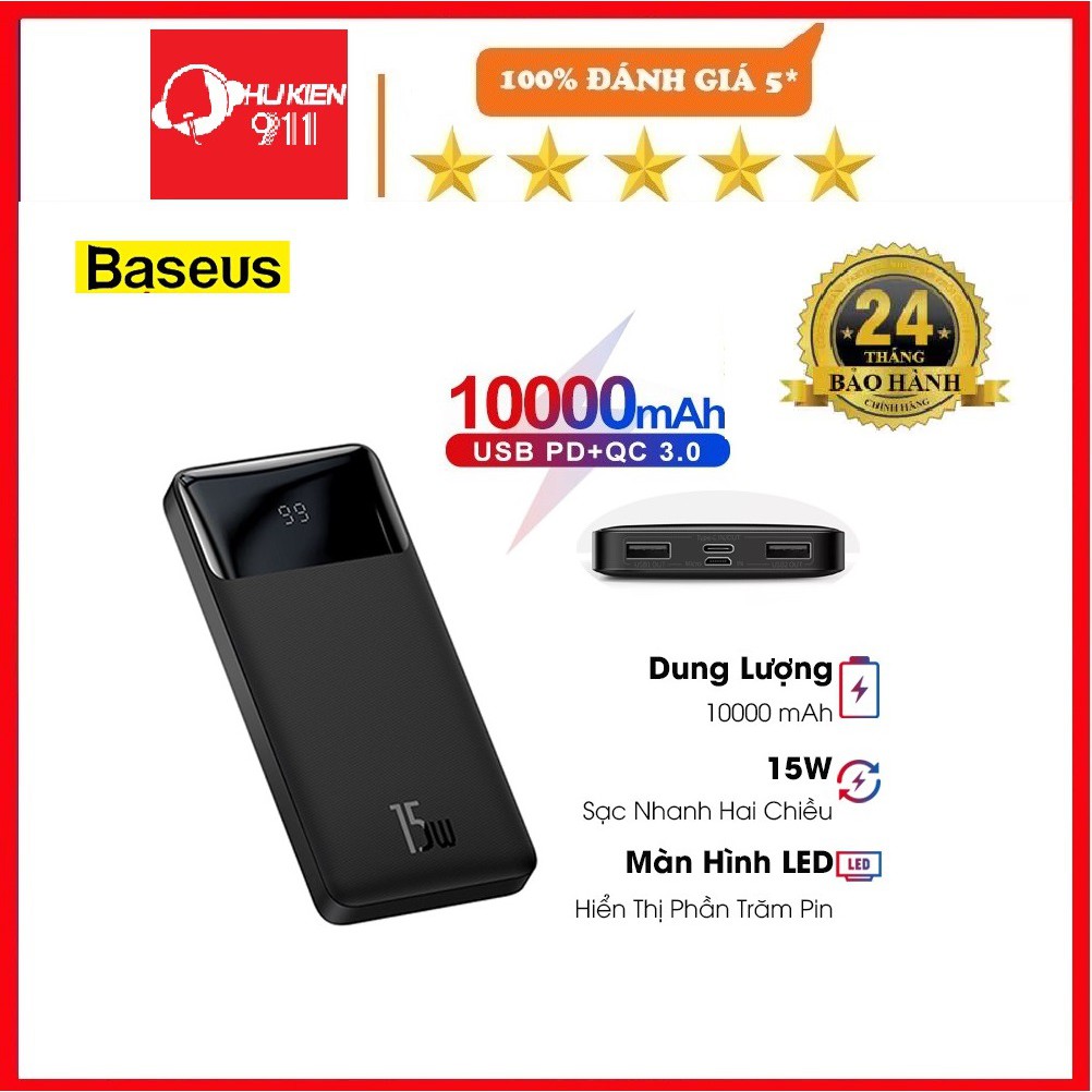 Pin Sạc dự phòng Baseus Bipow 15w 20000mah, 10000mah QC3.0 Pd 15w Cho Ios, Android mẫu mới 2022, bảo hành 12 tháng