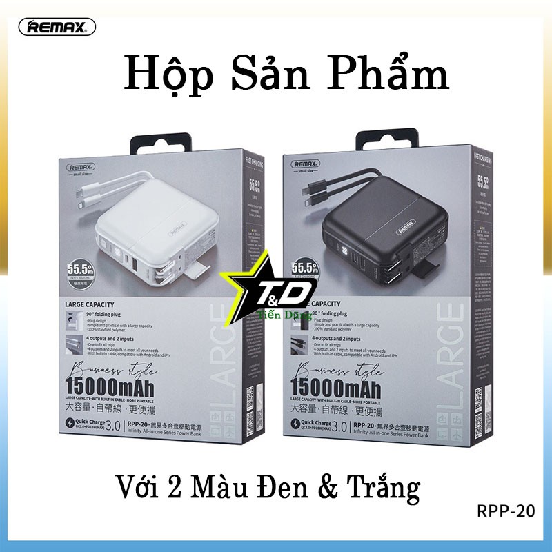 Remax RPP-20 Sạc dự phòng remax RPP-20 dung lượng 15.000mAh - Cốc sạc kiêm pin dự phòng hỗ trợ sạc nhanh 18w cắm điện