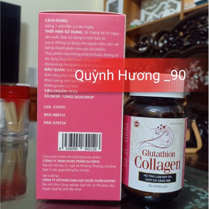 Viên uống Glutathion Collagen lọ 50 viên giúp da sáng mịn tự nhiên