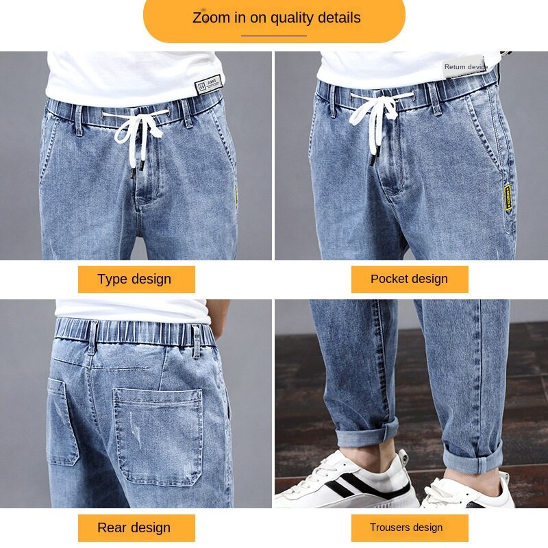 Quần Jean Dài Dáng Rộng Phong Cách Hàn Quốc Thời Trang Mùa Hè Cho Nam